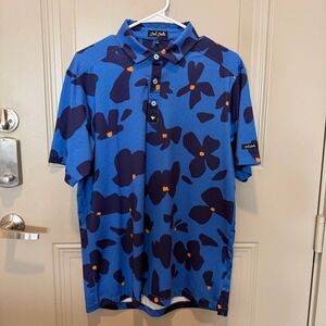 Bad Birdie Golf Polo Blue Floral Size Medium